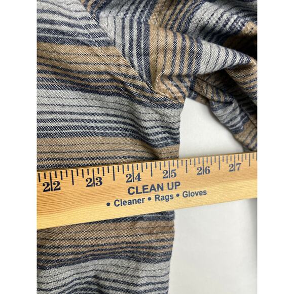 Howler Bros. Men's Size 2XL Cream/Blue/Tan Striped Long Sleeve Button Up Shirt - Picture 5 of 6